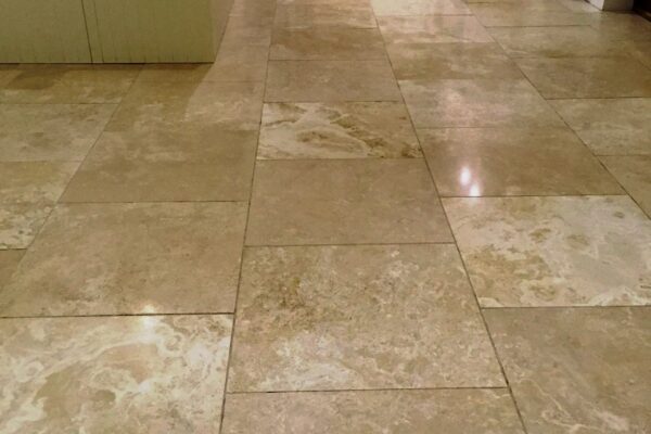After travertine stone floor cleaning after service in Charlotte NC by Shine Time Floor Care